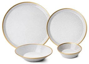 Jedálna súprava 16 ks, sivá/zlatá, porcelán