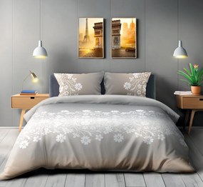 Bavlněné saténové povlečení Piano 003 140x200 cm + 70x90 cm šedo-béžové