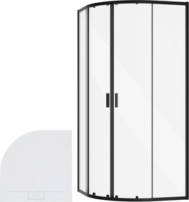 Besco Štvrťkruhový sprchový kút ZARYA BLACK HR 80x80 (90x90) + vanička AXIM biela BESCO-Rozmery: 90x90