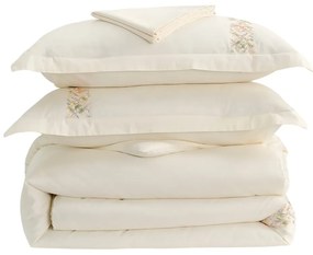 Krémové obliečky na jednolôžko z bavlneného saténu s plachtou/6-dielne 140x200 cm Maison Bloom – Mila Home Luxury