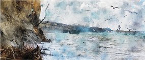 Obraz - Útes, akvarel (120x50 cm)