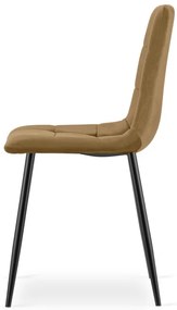 Set dvoch jedálenských stoličiek KARA zamatové, hnedé / čierne nohy (2 ks)