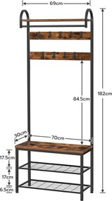 Předsíňový věšák Vasagle Trunt 69 cm černý/hnědý