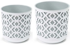 PLASTOVÝ KVETINÁČ ETNIC SADA 2KS 14,8X13,9 CM+20,1X19,5 CM BIELA