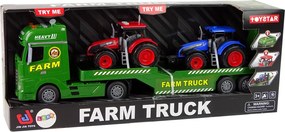 LEAN Toys Sada „Farma“ – odťahovka, nákladné auto, traktor, zvuky a svetlá, 3 diely