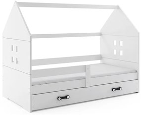 BMS Group Detská posteľ domček DOMI biela - biela so zásuvkou 160x80cm