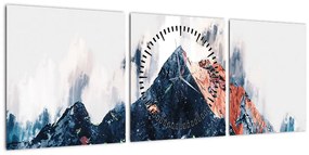 Obraz - Abstraktná hora (s hodinami) (90x30 cm)