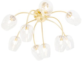 Klasické stropné svietidlo zlaté so sklom 9-svetlo - Elien