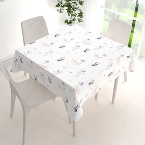 Biante Detský bavlnený štvorcový obrus Sandra SA-374 Pandy líšky a zajačiky s balónikmi 80x80 cm