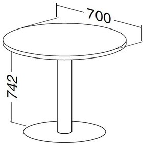 Konferenčný stôl ProOffice priemer 70 x 74,2 cm, biela