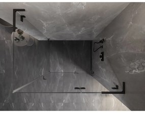 Mexen Lunar, L pravý výklopný sprchový kút 100 x 80 cm, 8mm číre sklo, čierny profil, 834L-100-080-70-00-P