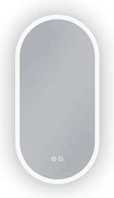 Erga Demi, oválne LED zrkadlo 40x80cm, 3 farby svetla, predné osvetlenie, vyhrievacia podložka proti zapareniu, ERG-V01-DEMI-4080-CL