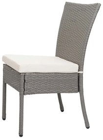 Set 2 záhradných stoličiek HWC-G19, polyratan, stohovateľná - sivý, krémový vankúš