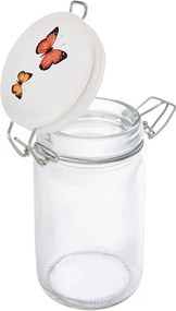 Sklenená dóza s keramickým viečkom a klipovým uzáverom JAR motýľ 0,25 l