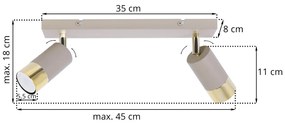 Bodové svietidlo Hugo, 2x béžové/zlaté kovové tienidlo, (možnosť polohovania)