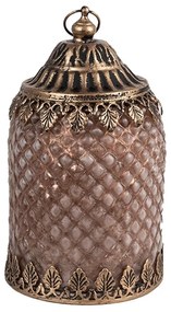 Hnedá sklenená svietiaca LED lampáš Balli - Ø 10*16 cm