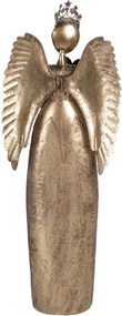 Zlatá antik kovová veľká dekorácia anjel so srdcom Christmas Angel - 52*22*144 cm