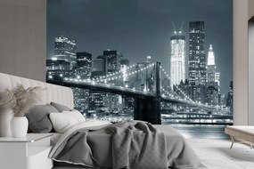 Gario Fototapeta New York Brooklyn Bridge čierna a biela Materiál: Vliesová, Rozmery: 200 x 140 cm