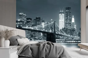 Gario Fototapeta New York Brooklyn Bridge čierna a biela Materiál: Vliesová, Rozmery: 300 x 210 cm