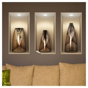 Sada 3 samolepiek s 3D efektom Ambiance Wooden Vases