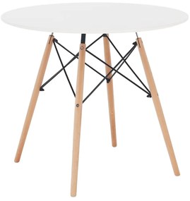 Jedálenský stôl, biela/buk, priemer 80 cm, GAMIN 2 NEW 80