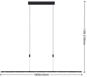 Lucande Stakato závesné LED 8-pl. 180 cm dlhé