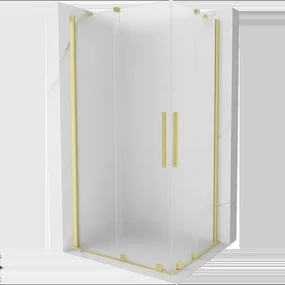 Mexen Velar Duo posuvná sprchová kabína 100 x 90 cm, matné sklo, zlatá kartáčovaná - 871-100-090-32-55