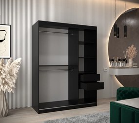 Šatníková skriňa 150 cm Milain (čierna). Akcia -20%. Vlastná spoľahlivá doprava až k Vám domov. 1126001
