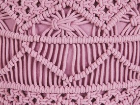 Bavlnená makramé taburetka ⌀ 40 cm ružová KAYSERI Beliani
