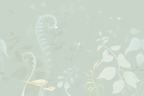 Samolepiaca tapeta abstraktné rastlinné zátišie v zelenom