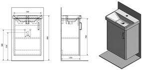Sapho Sapho, THEIA umývadlová skrinka 51x70x35cm, 1xdvierka, ľavá, biela (TH057), TH057-3030