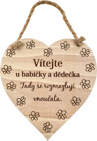 AMADEA Drevené srdce s textom Vitajte u babičky a deduška, tu.. , masívne drevo, 16 x 15 cm