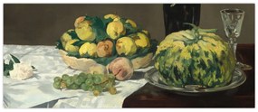 Obraz - Edouard Manet, Still Life with Melon and Peaches, reprodukcia (120x50 cm)