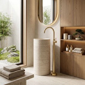 Rea Lungo, voľne stojaca umývadlová batéria, zlatá lesklá, REA-B4307