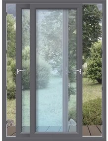Posuvné dvere plastové antracitové s tvrdeným sklom 2500 x 2000 mm