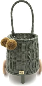 Prútený košík s rúčkou – detský olivový | Ručne vyrobený košík pre deti