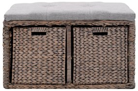 vidaXL Lavica s 2 košíkmi z morskej trávy 71x40x42 cm sivá