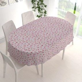Biante Bavlnený oválny obrus Sandra SA-343 Ružové ružičky na sivom 100x140 cm