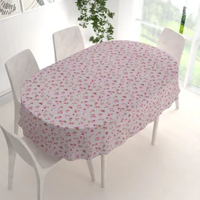 Biante Bavlnený oválny obrus Sandra SA-343 Ružové ružičky na sivom 130x200 cm