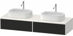 DURAVIT Zencha závesná skrinka pod dve umývadlá na dosku, 2 zásuvky, 1600 x 550 x 281 mm, čierna líniová štruktúra/biela super matná, ZE4815B63840000