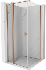 Mexen, Mexen Mist T sklápací sprchový kút 70 x 70 cm, transparentný, brúsená meď - 8A4T-070-070-65-00
