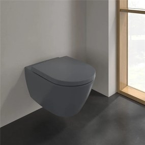 VILLEROY &amp; BOCH Subway 2.0 závesné WC s hlbokým splachovaním bez vnútorného okraja, 370 x 560 mm, Graphite, s povrchom CeramicPlus, 5614R0i4