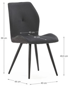 Čierne menčestrové jedálenské stoličky v súprave 2 ks Adaya – Marckeric