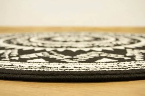 Koberec kruh Luna 503493/50944 Rozeta Etno čierny / krémový