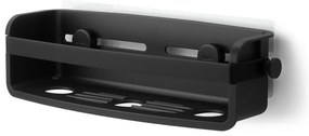 Čierna plastová kúpeľňová polička bez vŕtania Flex Adhesive – Umbra