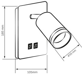 LED Nástenné bodové svietidlo PARIS 1xGU10/10W/230V + LED/6W/230V čierna