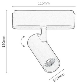 Rabalux 70125 - LED Stm. bod. sviet. do 1-fáz. lišt. sys. LiTrack LED/5W/24V