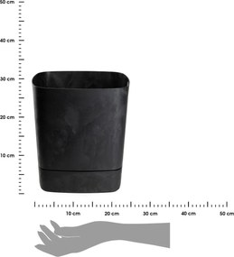 PLASTOVÝ KVETINÁČ CUBI 30X33 CM IMITÁCIA BETÓNU ČIERNA