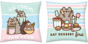 Obojstranný vankúš mačička Pusheen - motív Ice cream fan club - 40 x 40 cm