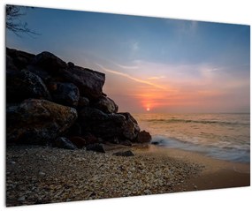 Obraz západu slnka na pláži (90x60 cm)
